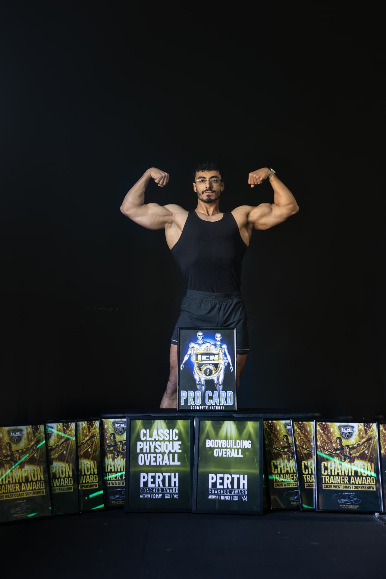 Ziad Hatem, Founder and Head Coach of Transformula, with his ICN Pro Card and coaching awards